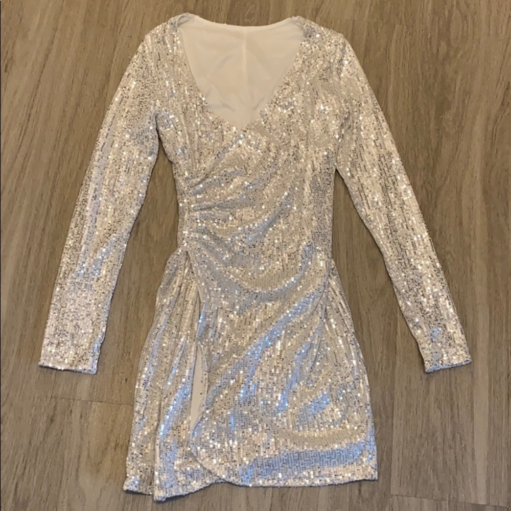 Silver Sequin Mini Dress - Picture 2 of 5